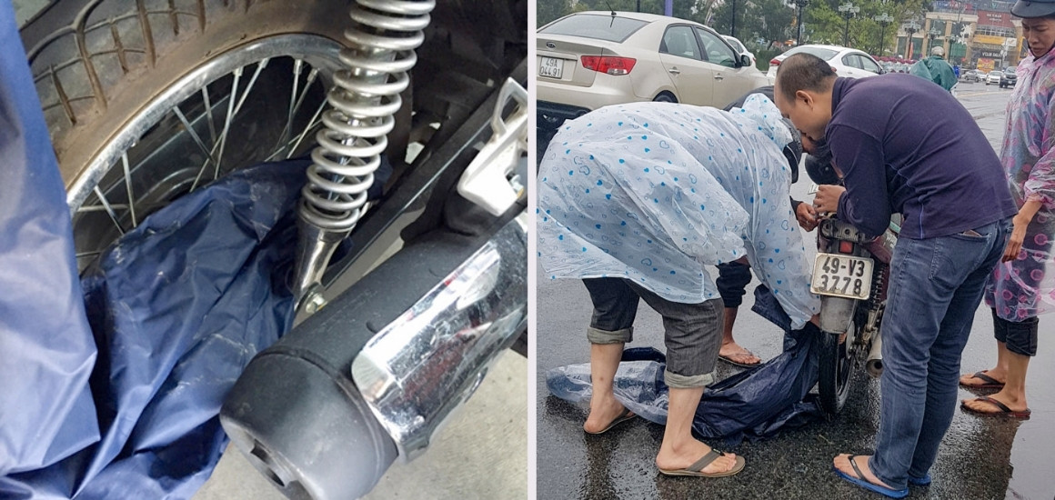 Những nguy hiểm rình rập khi mặc áo mưa đi xe máy sai cách