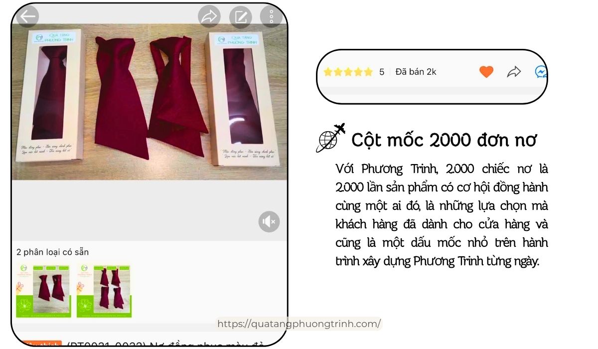 Cột mốc dành cho 2000 chiếc nơ tại Quà tặng Phương Trinh