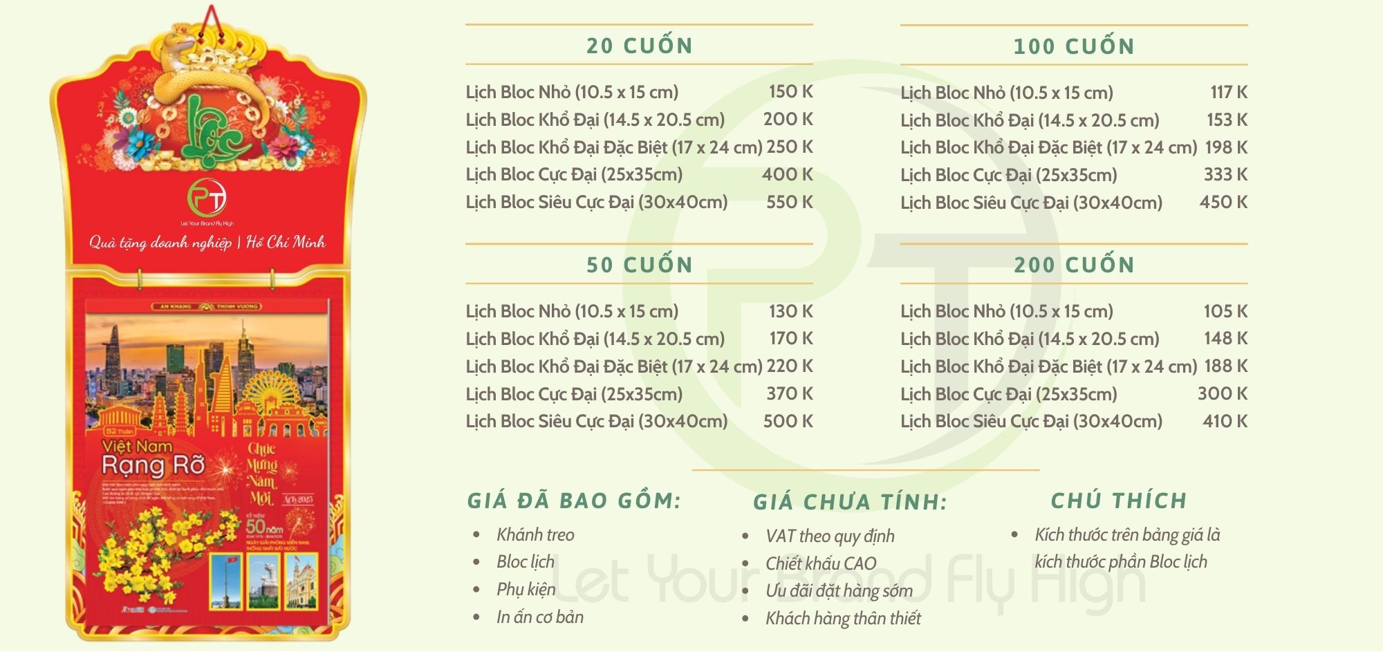 Bảng giá in ấn lịch bloc Tết đẹp 2025