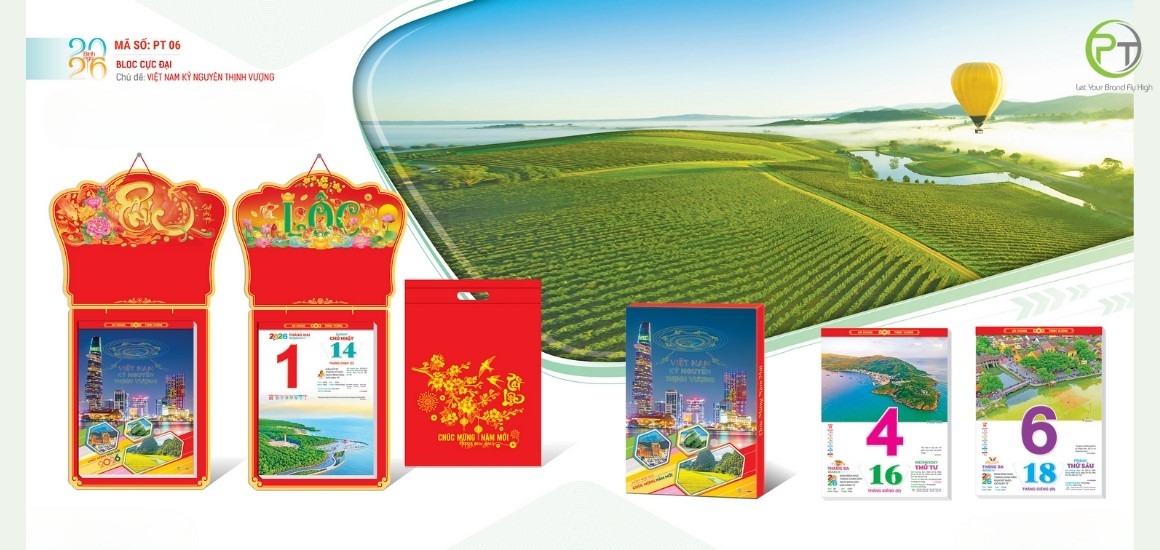 Bìa lịch mang thông điệp thịnh vượng