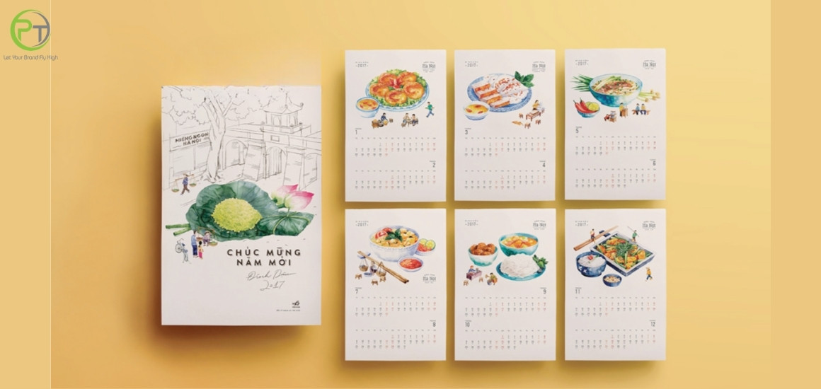 Mẫu bìa lịch treo tường độc đáo với hình ảnh sản phẩm doanh nghiệp