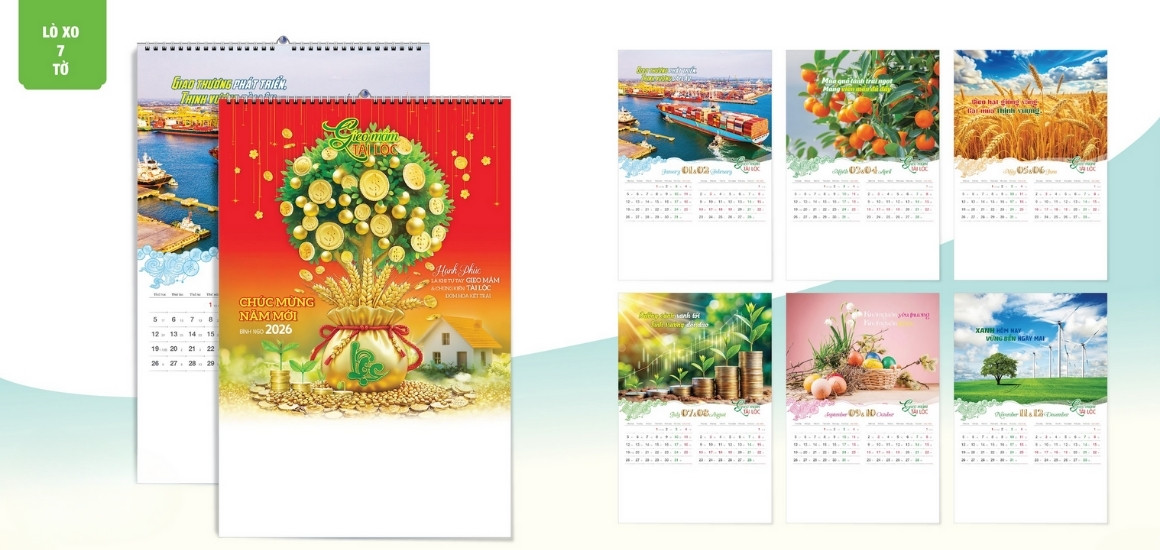 Lịch treo tường 7 tờ – Lựa chọn phổ biến cho các doanh nghiệp