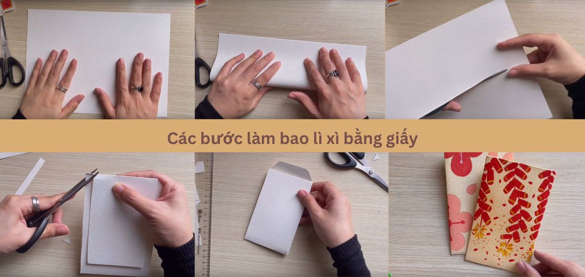 Cách gấp bao lì xì, cắt và dán