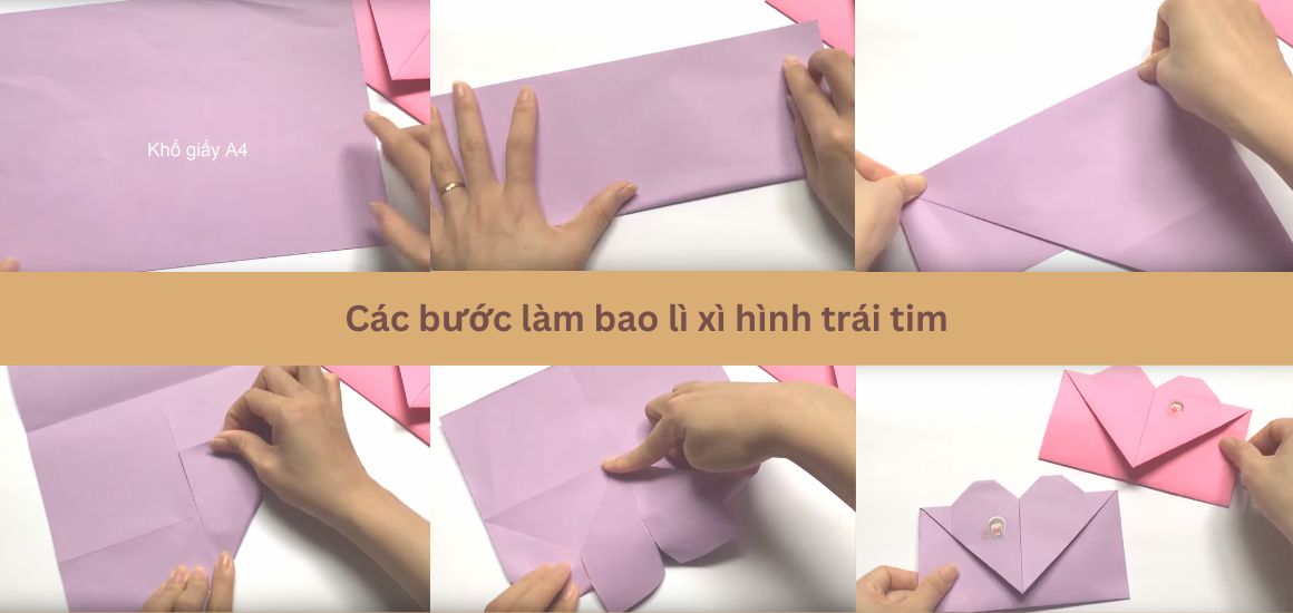 Cách gấp bao lì xì hình trái tim