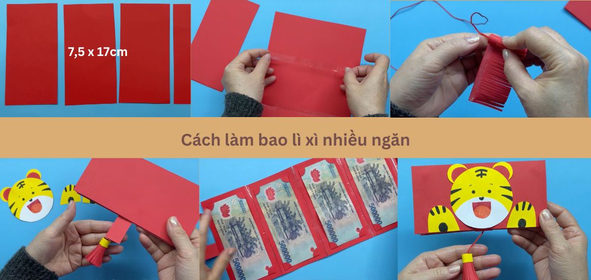 Cách làm bao lì xì nhiều ngăn