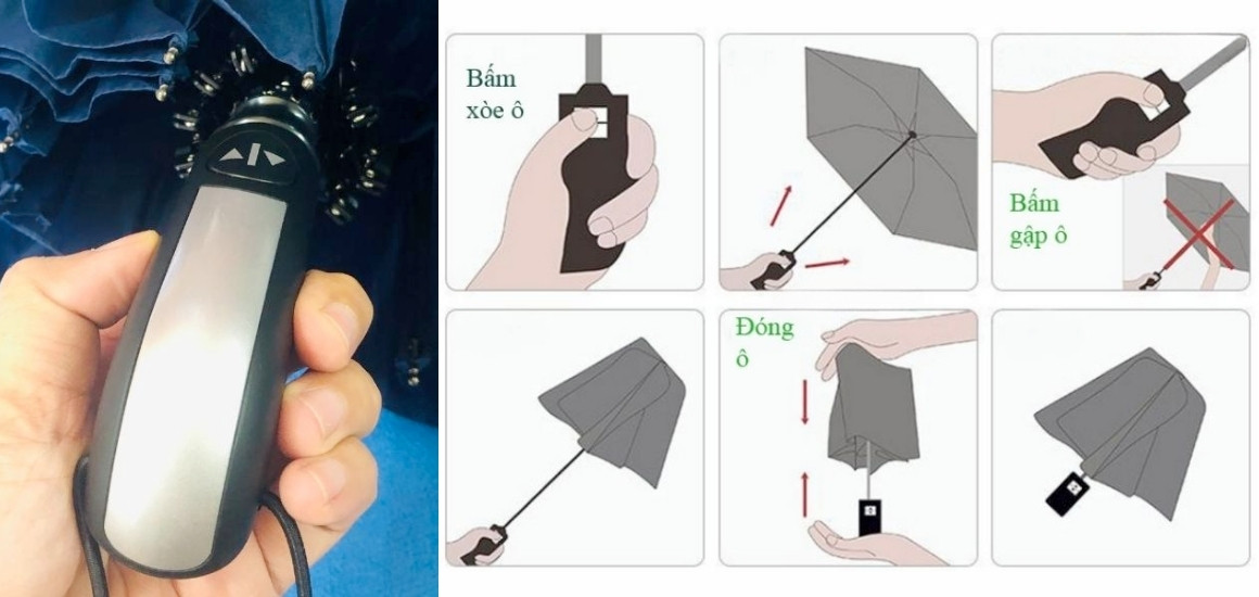 Mở dù gấp gọn tự động dễ dàng
