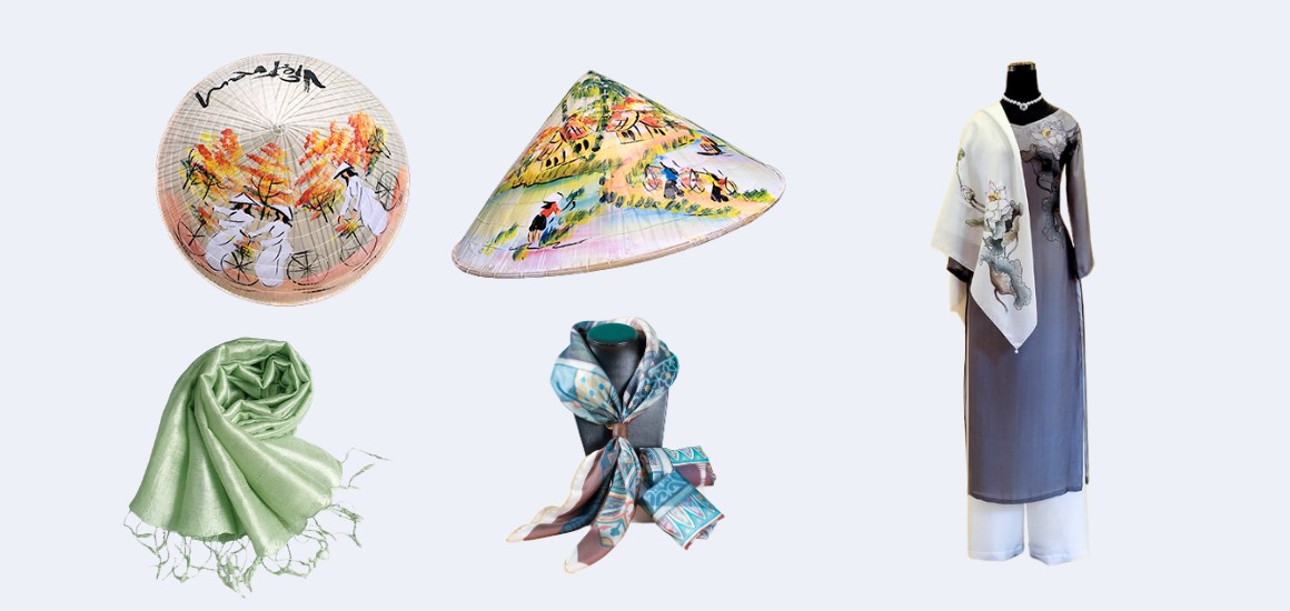 Nón lá, áo dài, khăn lụa tơ tằm mang đậm bản sắc tinh hoa Việt Nam
