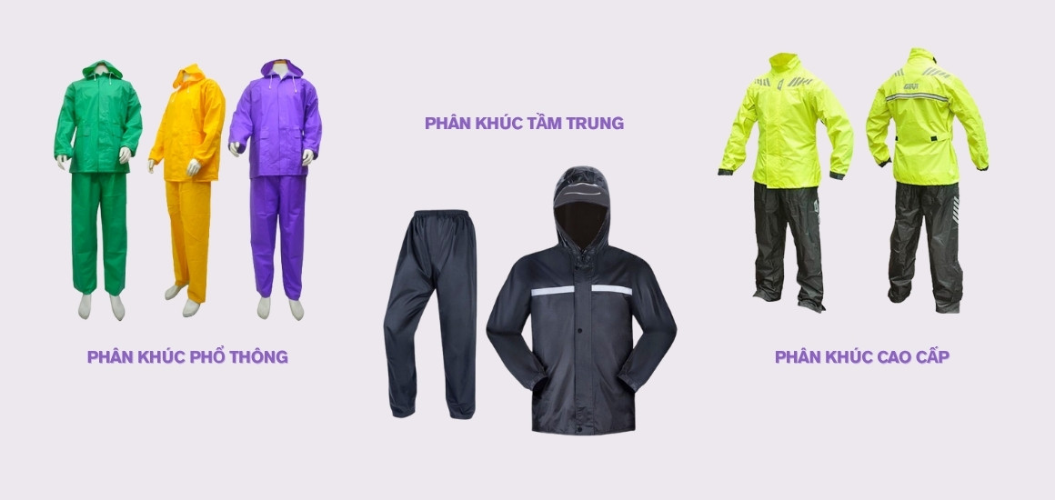 Giá áo mưa bộ theo chất liệu