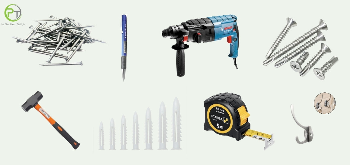 Các dụng cụ cần thiết để gắn lịch treo tường