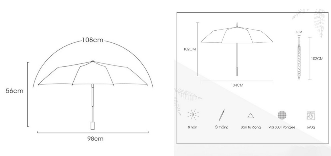 Chọn kích thước dù cầm tay chuẩn size