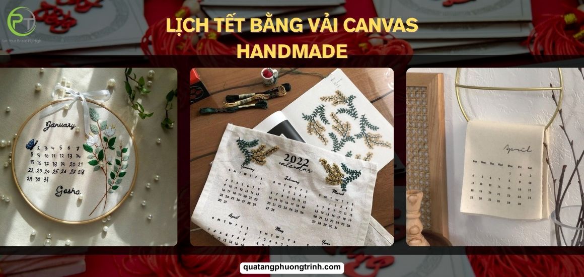 Mẫu lịch Tết handmade làm từ vải canvas