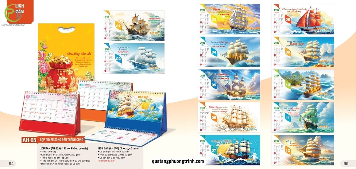 Lịch Tết để bàn Đạp Gió Rẽ Sóng Đến Thành Công cùng thông điệp truyền cảm hứng cho năm mới