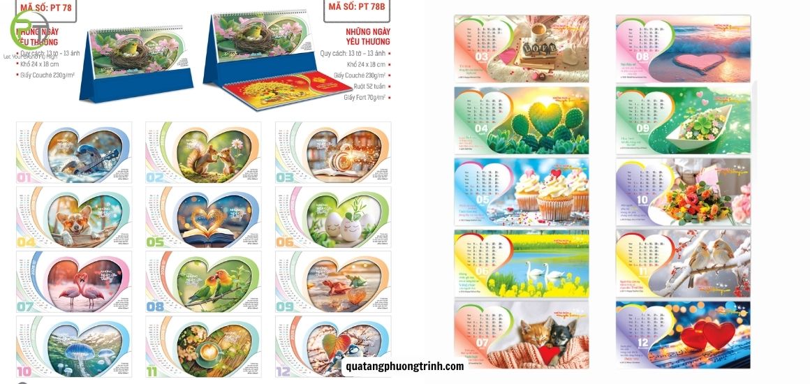 Mẫu quà tặng lịch để bàn Những ngày yêu thương ý nghĩa cho năm mới