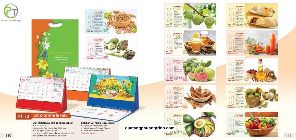 Mẫu lịch bàn phong cách sống xanh với nội dung hữu ích - Sức khỏe từ thiên nhiên