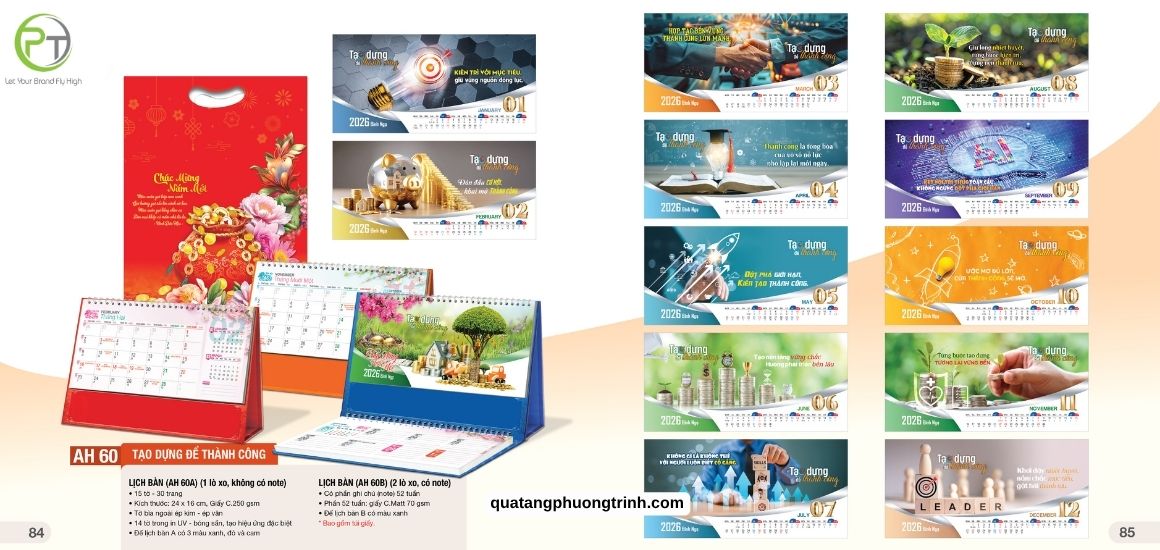 Mẫu lịch Tết để bàn năm 2026 chủ đề Tạo dựng để thành công