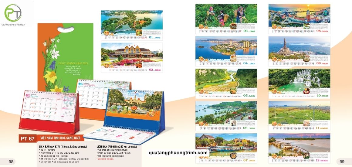 Mẫu lịch để bàn Việt Nam Tinh Hoa Sáng Ngời ấn tượng