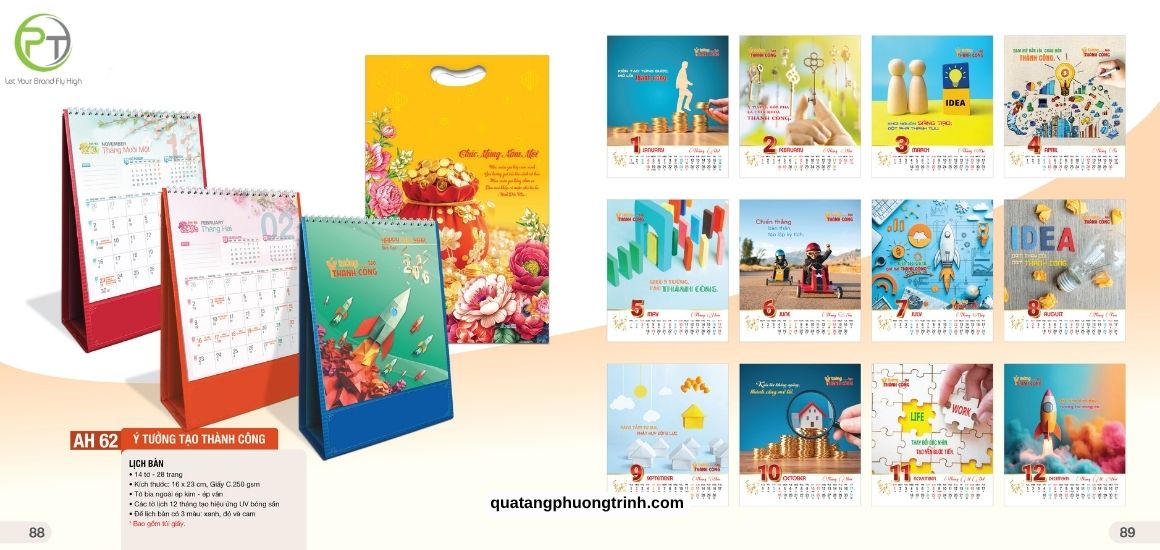 Lịch tết để bàn chủ đề Ý tưởng tạo thành công - lựa chọn lịch tết của nhiều doanh nghiệp hiện đại