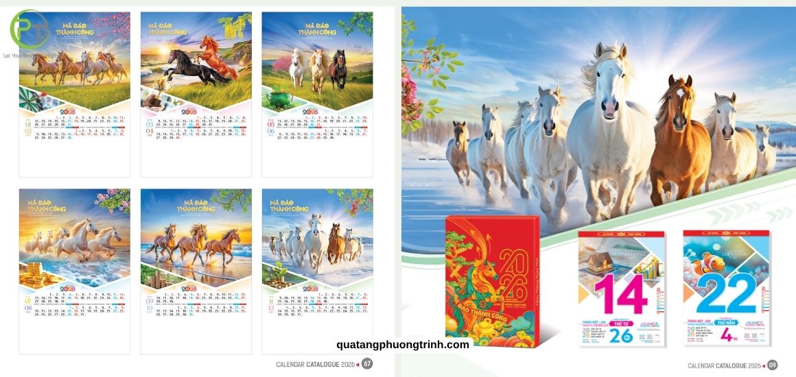 Mẫu lịch Mã Đáo Thành Công hợp mệnh Mộc - Thủy