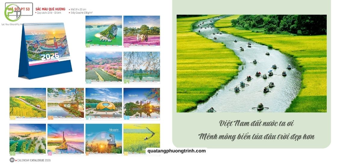 Mẫu lịch để bàn Sắc màu quê hương tinh tế và nhỏ gọn