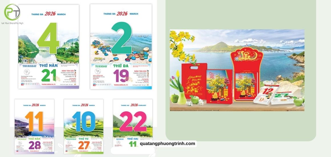 Tham khảo mẫu lịch treo tường truyền thống chủ đề Sắc màu quê hương