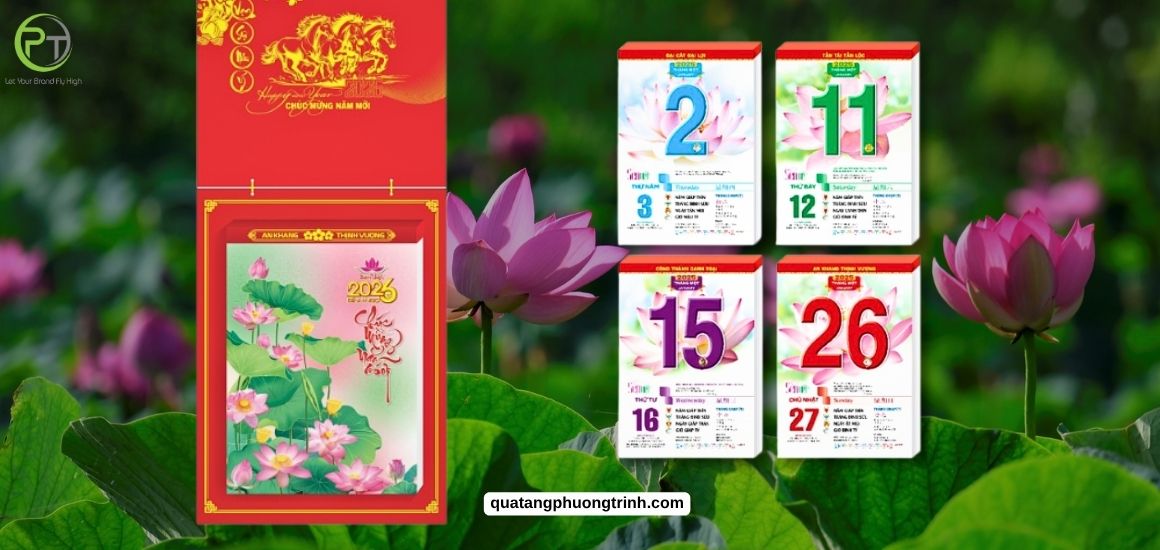 Mẫu lịch bloc cao cấp chủ đề Sen Việt 