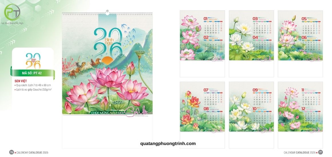 Tham khảo mẫu lịch treo tường chủ đề Sen Việt ấn tượng