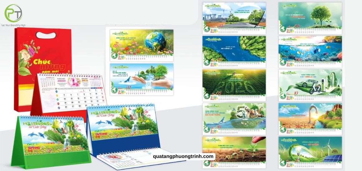 Mẫu lịch Tết để bàn chủ đề Thế Giới Xanh ấn tượng