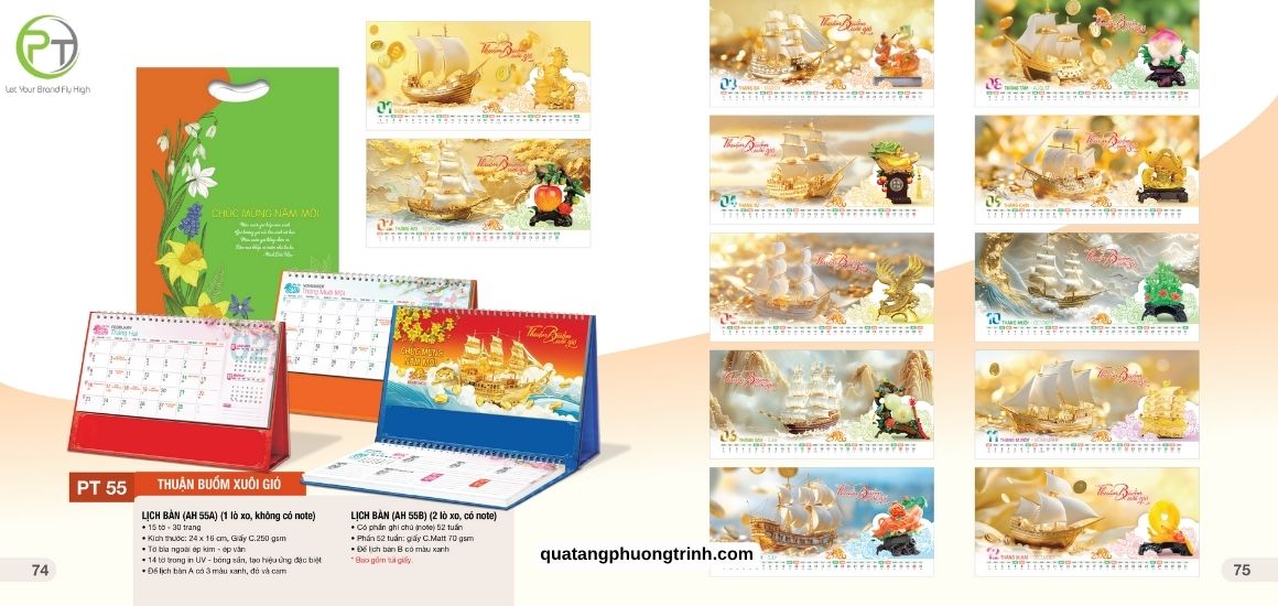 Mẫu lịch để bàn chủ đề Thuận buồm xuôi gió