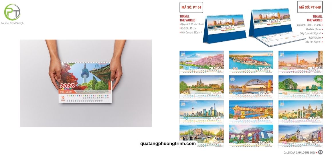 Mẫu lịch để bàn chủ đề du lịch thế giới được yêu thích nhất