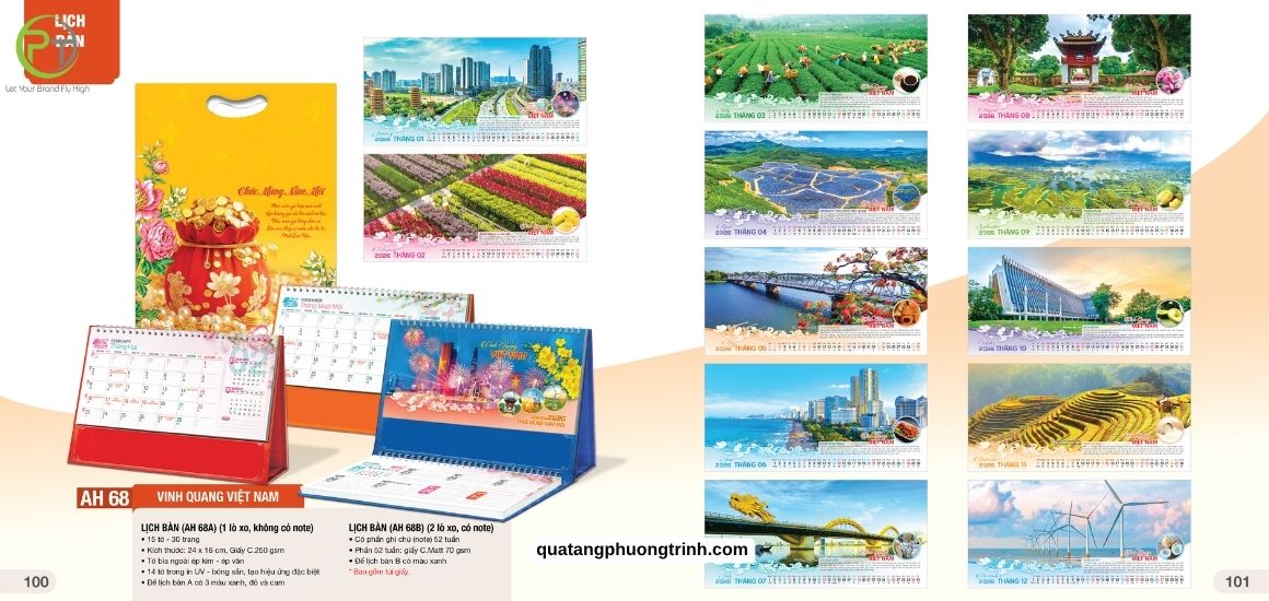 Bộ lịch để bàn chủ đề Vinh Quang Việt Nam Rạng Ngời