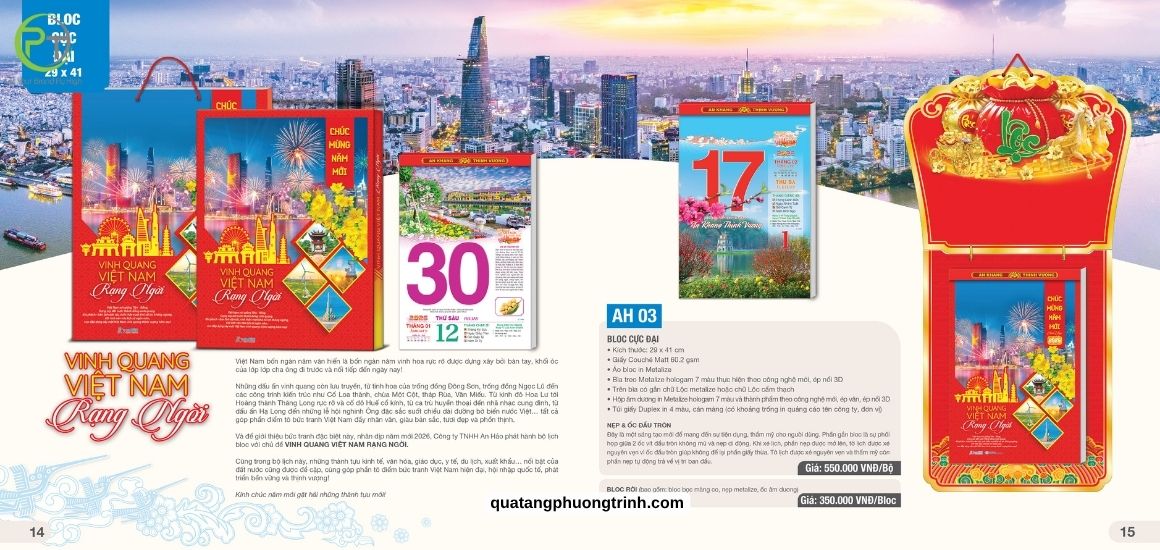 Mẫu lịch bloc chủ đề Vinh Quang Việt Nam Rạng Ngời cao cấp