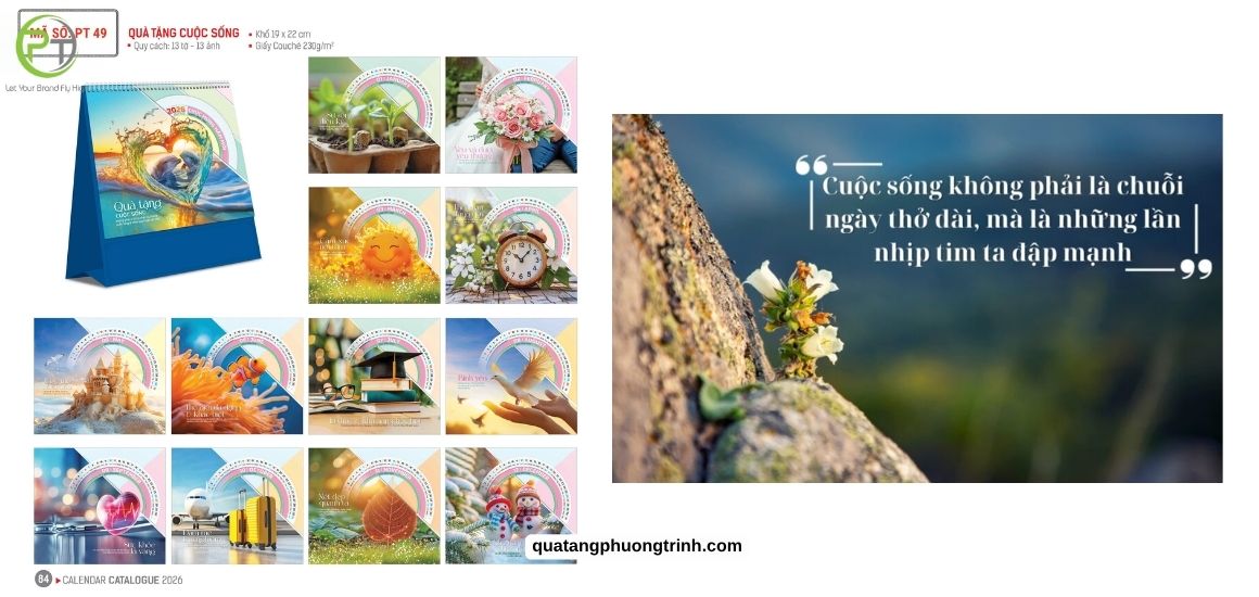 Tham khảo mẫu lịch để bàn chủ đề Quà tặng cuộc sống đầy ý nghĩa và nhân văn