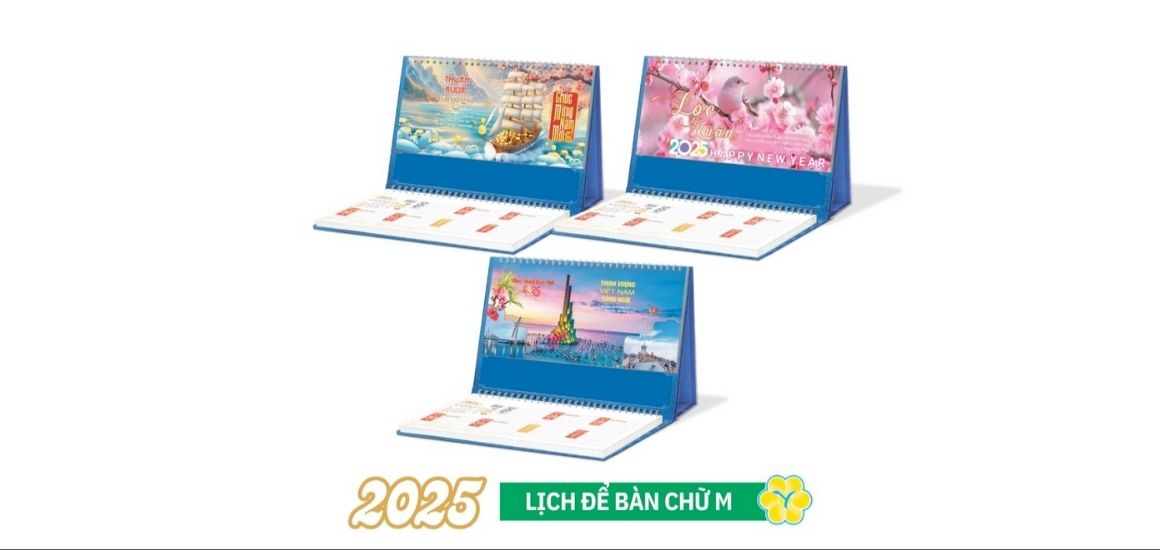 Lịch Tết để bàn chữ M đa năng tiện lợi