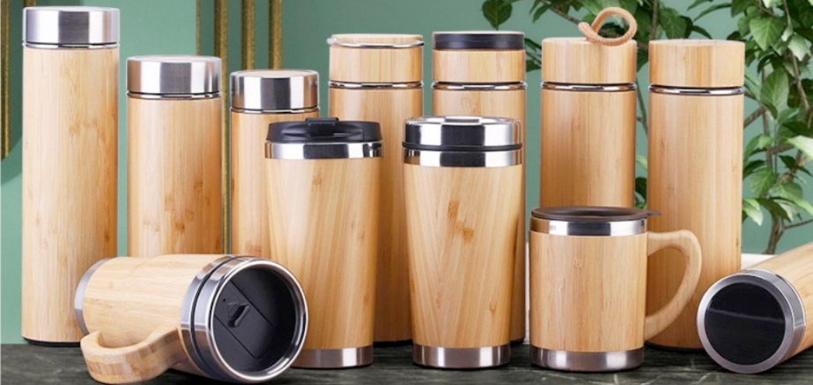 Quà lưu niệm ý nghĩa thiết thực – Bình giữ nhiệt vỏ tre.