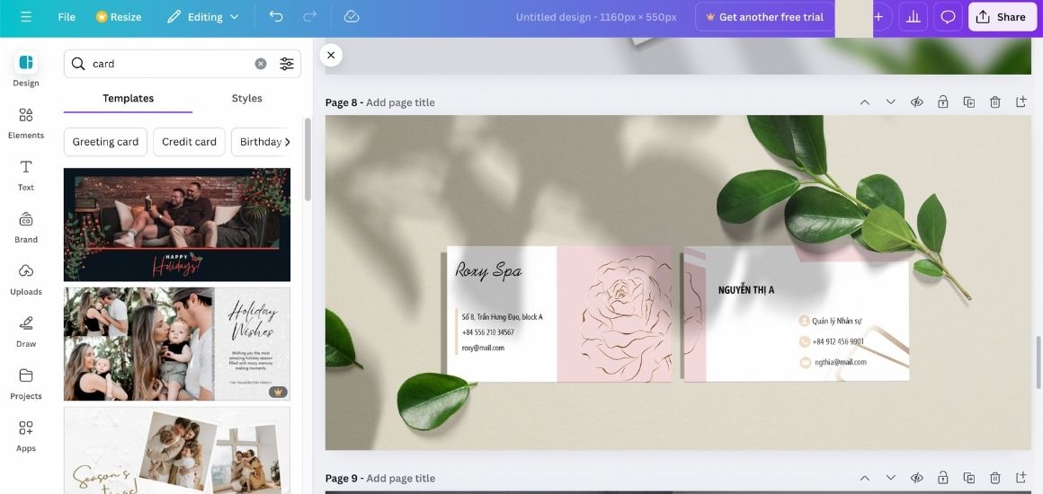 Thiết kế namecard trên Canva