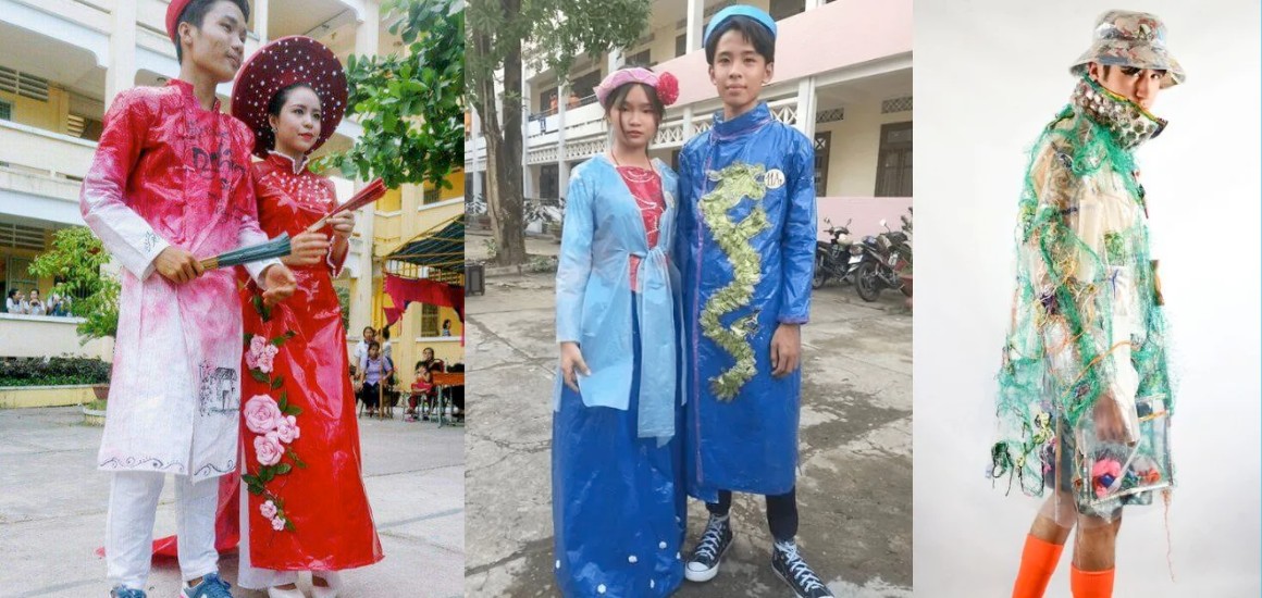 Quần áo cá tính bằng áo mưa tái chế