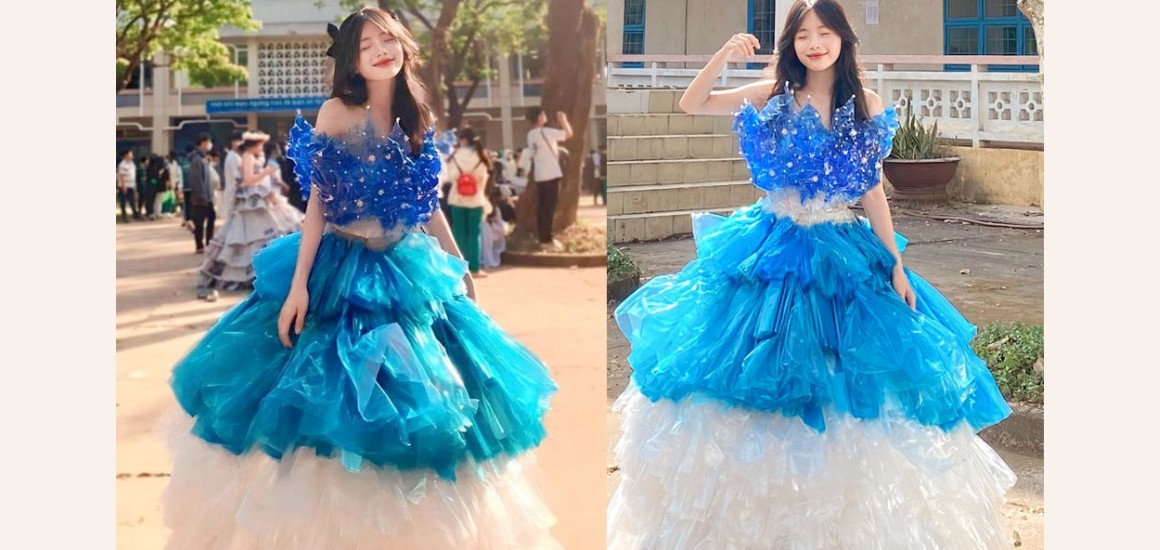 Váy dạ hội cách điệu tái chế