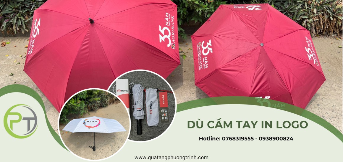 Ô dù in logo doanh nghiệp tại Quà Tặng Phương Trinh