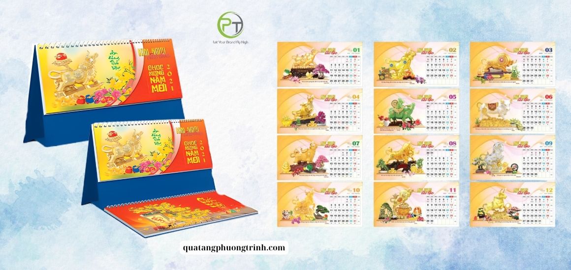 Mẫu lịch linh vật Rồng Vàng – Biểu trưng cho thịnh vượng và quyền uy