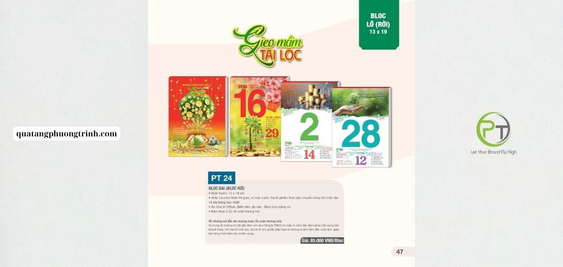 Quà tặng Tết ý nghĩa – Lịch Tài Lộc thay lời chúc an khang, phát đạt