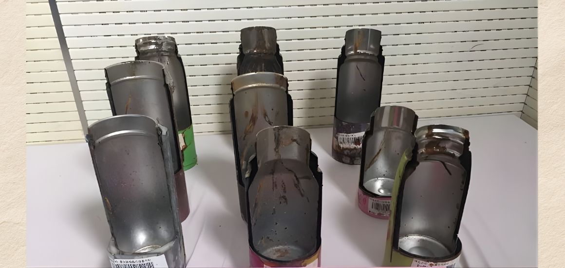 Lớp bột trắng bên trong bình giữ nhiệt kém chất lượng nghi chứa Amiang