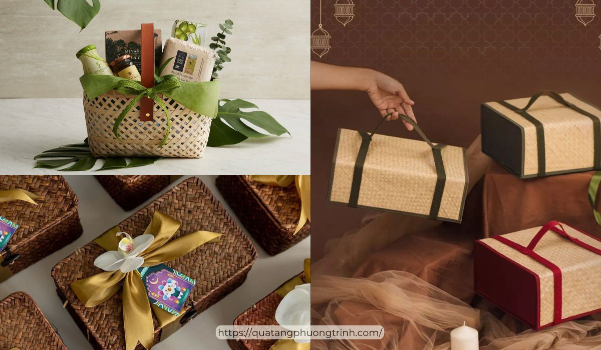 Quà tặng khai trương kết hợp giỏ mây tre đan cao cấp - độc đáo và nghệ thuật