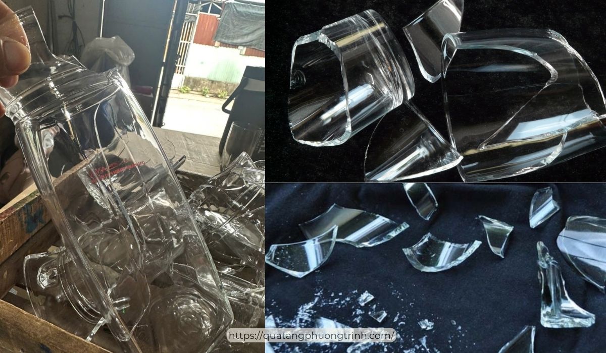 Tình trạng bình bị nứt, vỡ vụn sau khi áp dụng cách in hấp nhiệt lên trên bình thuỷ tinh