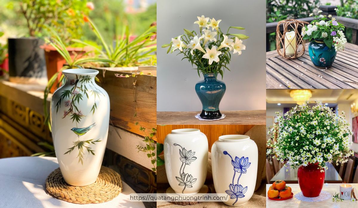 Các kiểu bình hoa gốm sứ đẹp phù hợp làm quà tặng khai trương quán ăn