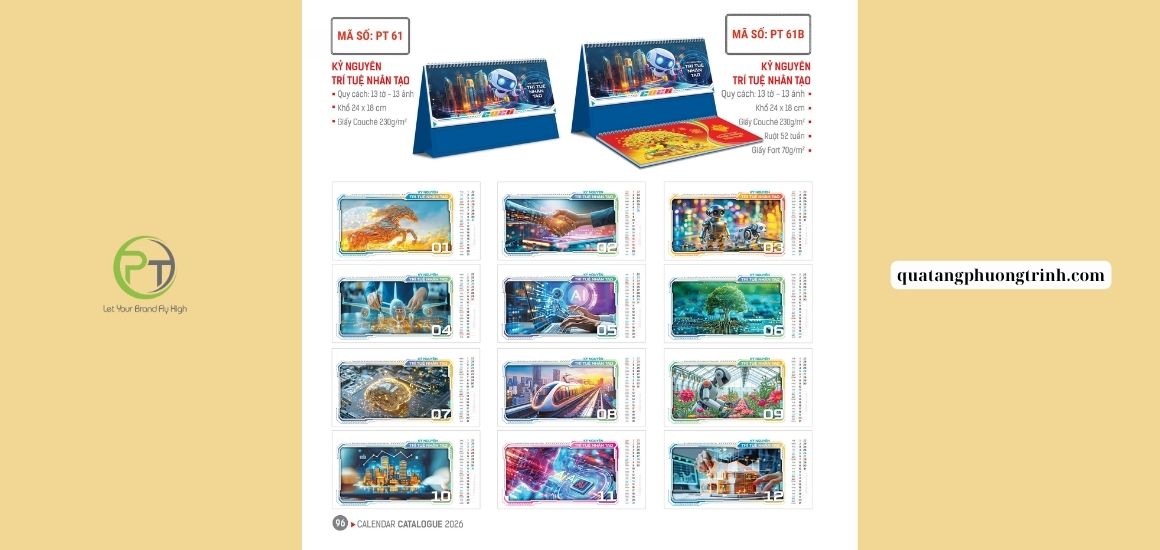 Một số mẫu lịch Tết theo chủ đề AI