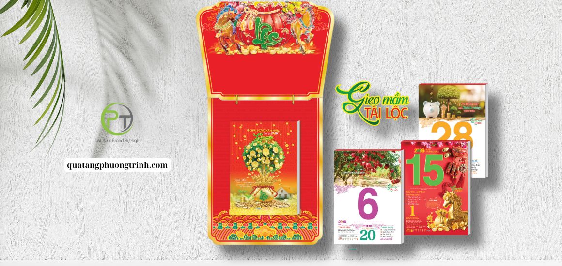 Cận cảnh chi tiết lịch Gieo Mầm Tài Lộc với họa tiết tự nhiên tươi mới