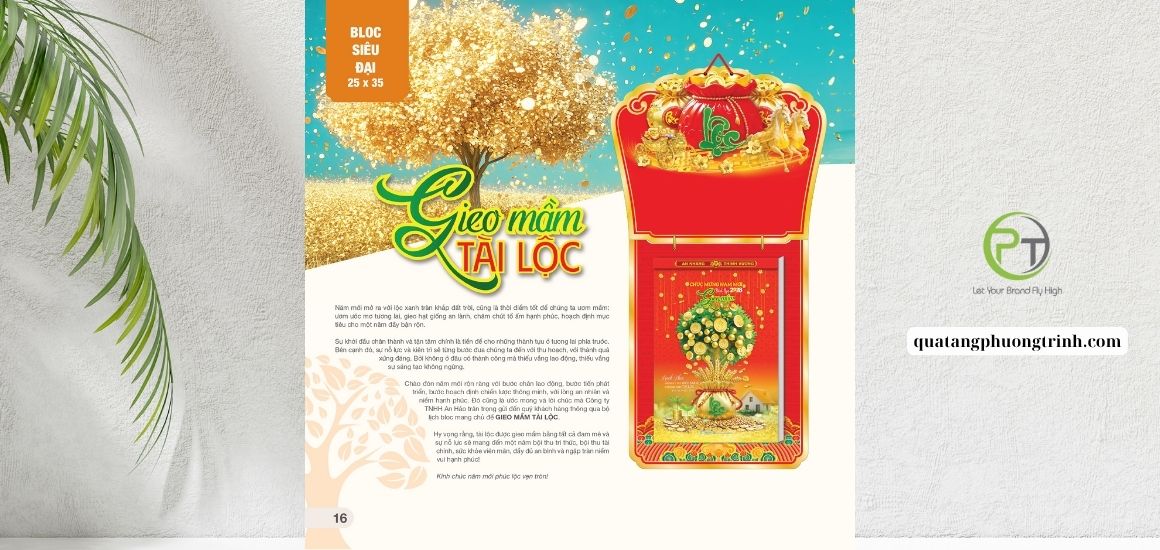Lịch treo tường Gieo Mầm Tài Lộc – lựa chọn đẳng cấp mùa Tết