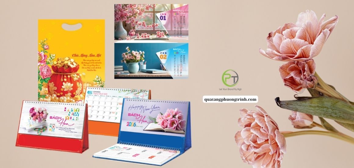 Thiết Kế Lịch Tết Sách Và Hoa Sang Trọng, Đậm Hồn Việt