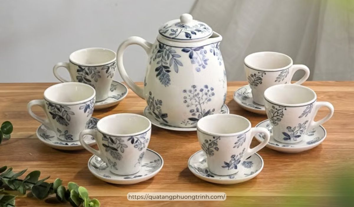 Bộ bình tách trà bằng gốm sứ truyền thống - in theo yêu cầu tại Quà tặng Phương Trinh