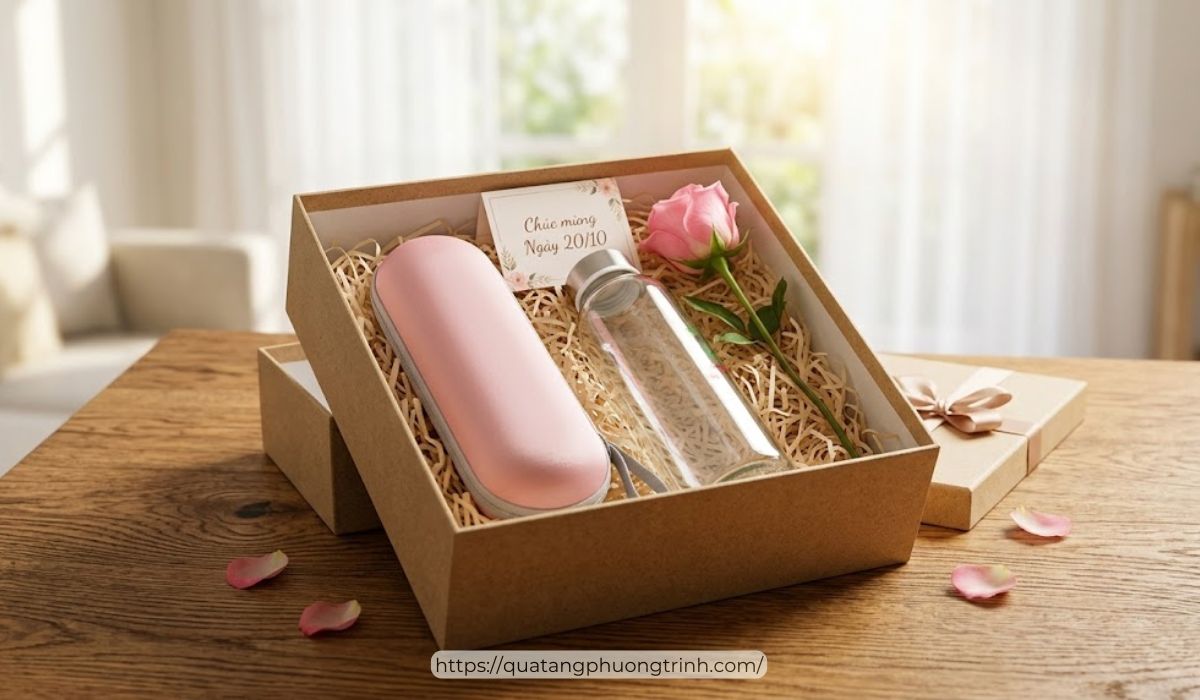 Bộ quà tặng bình nước & dù cầm tay - quà tặng 10 điểm tinh tế từ doanh nghiệp